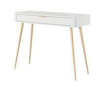 Schminktisch | Weiß | 1 Schublade | Griffe und Beine: Metall | Maße: 78 x 100 x 38 cm | stilvolle Lamellen-Front | elegant | hochwertig Verarbeitet