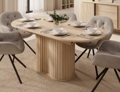 Esstisch ausziehbar | Farbe: Eiche Cremona | abgerundete Seiten | 180-220 x 90 x 76 cm | Synchron ausziehbar | ABS-Kanten | für Esszimmer
