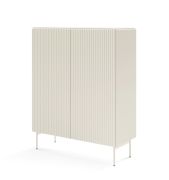 Highboard / Kommode mit zwei Türen Goulette 01 | Push-to-open Funktion | Farbe: Kaschmir | ABS | Beine: Metall | sechs Fächer | Maße: 123 x 98,5 x 39,5 cm