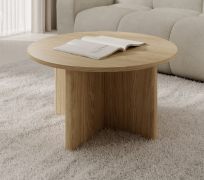 Couchtisch | Farbe: Eiche geölt | Rund | 90 x 90 x 49 cm | ABS-Kantenschutz | Kaffeetisch | hochwertig Verarbeitet | für Wohnzimmer
