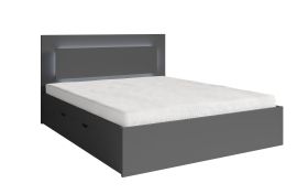 Gästebett / Doppelbett mit Bettschublade Almopia 06, Farbe: Graphitgrau, gut kombinierbar, Liegefläche: 180 x 200 cm, inklusive LED-Beleuchtung