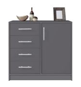 Schmale Kommode Hannut 49, Farbe: Anthrazit - Abmessungen: 84 x 90 x 40 cm (H x B x T)