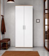 Schuhschrank Tolto | Farbe: Eiche Sonoma / Weiß | 2 Türen | Platzwunder | viel Stauraum | 5 Fächer | 69 x 35 x 176 cm | Garderobenschrank