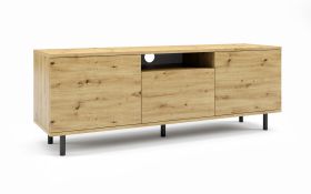 TV-Schrank / TV-Möbel Zapopan 99, Farbe: Eiche Artisan, hängend montierbar, ein Kabelloch, Maße: 54 x 150 x 40 cm, Push-to-open Funktion, ein Kippfach, vier Fächer