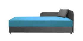 Tagesbett / Gästebett mit bequemer Polsterung Lobatos 104, Farbe: Grau / Blau, Kopfteil rechts, Liegefläche, 80 x 195 cm, Sofa-Bett, Einzelbett