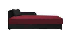Gästebett / Tagesbett Lobatos 89, inkl. Kissen, Bonellfederkernung, Kopfteil links, Farbe: Schwarz / Rot, Liegefläche: 80 x 195 cm, für Gästezimmer