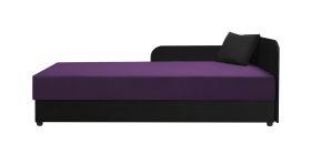 Gästebett / Tagesbett Lobatos 64, inkl. Kissen, Kopfteil rechts, Farbe: Schwarz / Lila, Liegefläche: 80 x 195 cm, Sofa-Bett, Bonellfederkernung, Stauraum