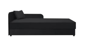 Modernes Tagesbett / Gästebett inkl. Kissen Lobatos 61, Farbe: Schwarz, Liegefläche: 80 x 195 cm, Kopfteil links, Stauraum, Sofa-Bett, Bonellfederkernung