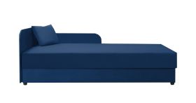 Modernes Tagesbett / Gästebett inkl. Kissen Lobatos 73, Farbe: Dunkelblau, Liegefläche: 80 x 195 cm, Kopfteil links, Stauraum, Sofa-Bett, Bonellfederkernung