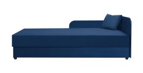 Bequemes Gästebett / Tagesbett mit genügend Stauraum Lobatos 74, Farbe: Dunkelblau, Kopfteil rechts, Liegefläche: 80 x 195 cm, inkl. Kissen, Sofa-Bett