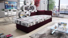 Tagesbett / Gästebett mit bequemer Polsterung Lobatos 54, Farbe: Violett, Kopfteil rechts, Liegefläche, 80 x 195 cm, Sofa-Bett, Einzelbett