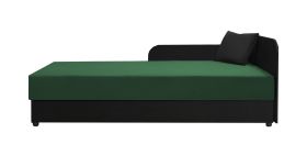 Tagesbett / Einzelbett inkl. Kissen Lobatos 08, Farbe: Schwarz / Grün, Liegefläche: 90 x 195 cm, genügend Stauraum, Bonellfederkernung, Kopfteil rechts