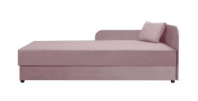 Gästebett / Tagesbett Lobatos 16, Sofa-Bett, Farbe: Rosa, Kopfteil rechts, inkl. Kissen, aufklappbarer Stauraum, Liegefläche: 90 x 195 cm, Bonellfederkernung