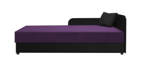 Tagesbett / Gästebett mit bequemer Polsterung Lobatos 04, Farbe: Schwarz / Lila, Kopfteil rechts, Liegefläche, 90 x 195 cm, Sofa-Bett, Einzelbett