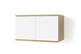 Hängeschrank mit Push-to-open Funktion Jaralillo 04, zwei Türen, Farbe: Eiche Artisan / Weiß, vier Fächer, für die Garderobe, Maße: 42 x 70 x 40 cm