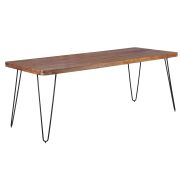 Großer Esstisch aus Sheesham Massivholz Marimonos 03, Farbe: Sheesham / Schwarz - Abmessungen: 80 x 200 cm (B x T), mit Haarnadelbeinen