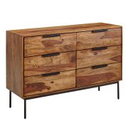 Kommode / Sideboard, Farbe: Sheesham, teilmassiv - Abmessungen:  80 x 117 x 42 cm (H x B x T)