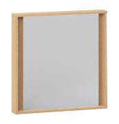 Spiegel | Quadratisch | Hängespiegel | mit LED-Beleuchtung | Farbe: Eiche | Maße: 50 x 50 cm | Steuerung über die mitgelieferte Fernbedienung | für Schminktisch