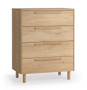 Kommode | 4 geräumige Schubladen | Farbe: Eiche | Griffe & Beine: Eichenholz | 83 x 46 x 105 cm | Soft-Close Funktion | ergonomischen Griffe | natürliches Design