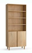 Bücherregal | 2 Türen | verstellbare Einlegeböden | 6 Fächer | Soft-Close Funktion | 83 x 35 x 198 cm | für Wohnzimmer | natürlichen & zeitlosen Charakter