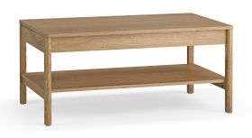 Couchtisch | Rechteckig | 1 geräumige Schublade | Farbe: Eiche | 100 x 60 x 45 cm | Soft-Close Funktion | abgerundete Kanten | 1 Ablagefläche