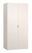 Drehtürenschrank / Kleiderschrank | Farbe: Beige | Griffe: Beige | 1 Kleiderstange | 7 Fächer | inkl. LED-Beleuchtung mit Sensor | Soft-Close-Funktion