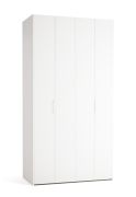 Falttür / Kleiderschrank | Farbe: Weiß | 2 Türen | Griffe: Gold | inkl. LED-Beleuchtung mit Bewegungssenor | 127 x 60 x 240 cm | 4 Fächer | Griffe: Metall