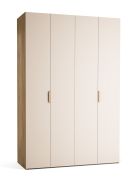 Falttür / Kleiderschrank | Farbe: Beige / Eiche | 3 Schubladen | 1 Hosenhalter | inkl. LED-Beleuchtung mit Bewegungssenor | 160 x 60 x 240 cm