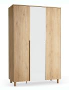 Kleiderschrank | 1 Spiegeltür | Farbe: Eiche | Soft-Close Funktion | 153 x 60 x 235 cm | 3 Schubladen | 1 Kleiderstange | integrierte LED-Beleuchtung