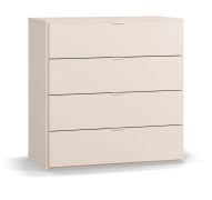 Kommode | 4 Schubladen | Farbe: Beige | Griffe: Weiß | LED-Beleuchtung mit Sensor | Maße: 90 x 47 x 90 cm | Soft-Close Funktion | minimalistisch