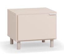Nachtkommode | 1 Drehtür | Farbe: Beige | zwei Fächer | Nachtkästchen | Soft-Close Funktion | Maße: 45 x 40 x 39 cm | beidseitig montierbar