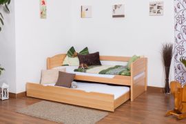 Einzelbett / Stauraumbett "Easy Premium Line" K1/s Voll inkl. 2. Liegeplatz und 2 Abdeckblenden, 90 x 200 cm Buche Vollholz massiv Natur