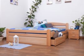 Jugendbett "Easy Premium Line" K4 inkl. 2 Schubladen und 1 Abdeckblende, 180 x 200 cm Buche Vollholz massiv Natur