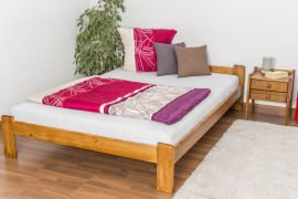 Einzelbett / Gästebett Kiefer Vollholz massiv Eichefarben A8, inkl. Lattenrost - Abmessungen: 140 x 200 cm