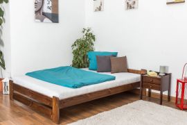 Einzelbett / Gästebett  Kiefer Vollholz massiv Nussfarben A9, inkl. Lattenrost  - Abmessung 140 x 200 cm