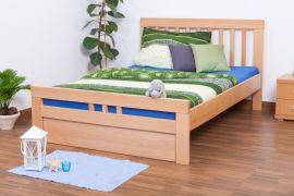 Einzelbett / Gästebett "Easy Premium Line" K8 inkl. 1 Abdeckblende, 140 x 200 cm Buche Vollholz massiv Natur