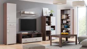Wohnzimmer Komplett - Set A Tabubil, 6-teilig, Farbe: Wenge / Grau