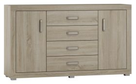 Kommode Lorengau 01, Farbe: Sonoma Eiche - Abmessungen: 90 x 160 x 40 cm (H x B x T)