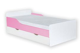 Kinderbett Daniel 09 inkl. Bodenplatte und Schublade, Farbe: Weiß / Rosa - 80 x 160 cm (B x L)