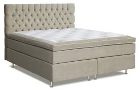 Boxspringbett MINDORO, Box: Bonellfederkern, Matratze: Taschenfederkern, Top Matress: Schaumstoff - Abmessung: 140 x 200 cm - Farbe: Beige