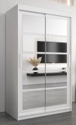 Schiebetürenschrank / Kleiderschrank Aizkorri 02B mit Spiegel, Farbe: Weiß matt - Abmessungen: 200 x 120 x 62 cm (H x B x T)
