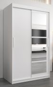 Schiebetürenschrank / Kleiderschrank Aizkorri 02A mit Spiegel, Farbe: Weiß matt - Abmessungen: 200 x 120 x 62 cm (H x B x T)