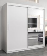Schiebetürenschrank / Kleiderschrank Aizkorri 05A mit Spiegel, Farbe: Weiß matt - Abmessungen: 200 x 200 x 62 cm (H x B x T)