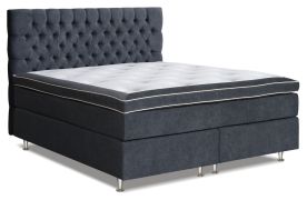 Boxspringbett MINDORO, Box: Bonellfederkern, Matratze: Taschenfederkern, Top Matress: Schaumstoff - Abmessung: 160 x 200 cm - Farbe: Grau