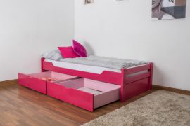 Einzelbett / Funktionsbett "Easy Premium Line" K1/1n inkl 2 Schubladen und 2 Abdeckblenden, 90 x 200 cm Buche Vollholz massiv Rosa