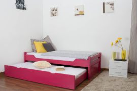 Einzelbett / Gästebett "Easy Premium Line" K1/1h inkl. 2. Liegeplatz und 2 Abdeckblenden, 90 x 200 cm Buche Vollholz massiv Rosa