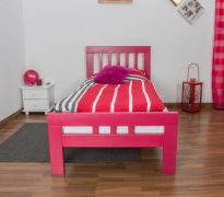 Kinderbett / Jugendbett "Easy Premium Line" K8, 90 x 200 cm Buche Vollholz massiv rosa lackiert