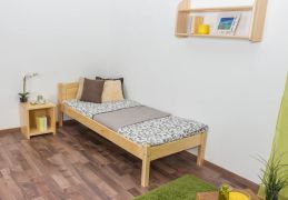 Einzelbett / Gästebett Kiefer massiv Vollholz natur 86, inkl. Lattenrost - Liegefläche: 80 x 200 cm