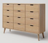 Kommode Eiche massiv natur Aurornis 41 - Abmessungen: 104 x 142 x 40 cm (H x B x T)