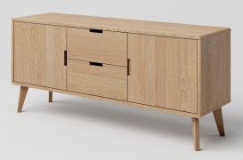 Kommode Eiche massiv natur Aurornis 44 - Abmessungen: 64 x 142 x 40 cm (H x B x T)